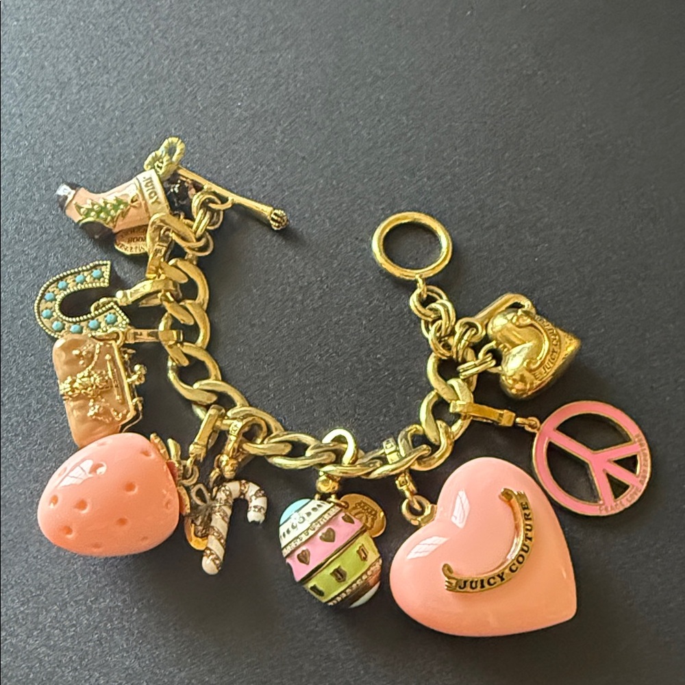 Juicy Couture Gold and Pink Charm Bracelet